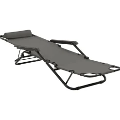Maison Exclusive - Chaises longues pliables 2 pcs avec repose-pied acier gris Outlet