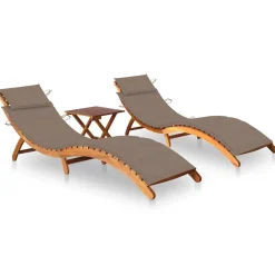 Maison Exclusive Bains De Soleil, Transats Et Hamacs | - Chaises longues lot de 2 avec table et coussins acacia solide