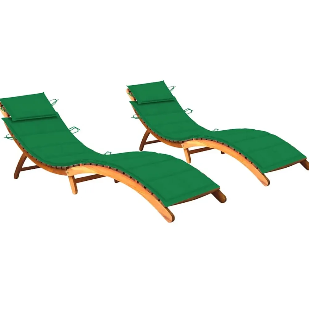 Maison Exclusive - Chaises longues lot de 2 avec coussins bois d'acacia solide Best
