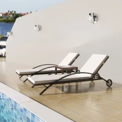 Maison Exclusive Bains De Soleil, Transats Et Hamacs | - Chaises longues avec table résine tressée marron