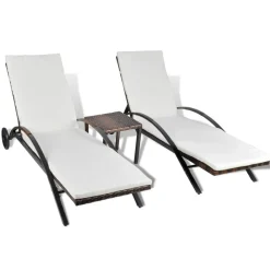 Maison Exclusive Bains De Soleil, Transats Et Hamacs | - Chaises longues avec table résine tressée marron