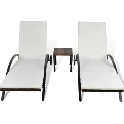 Maison Exclusive Bains De Soleil, Transats Et Hamacs | - Chaises longues avec table résine tressée marron