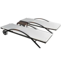 Maison Exclusive Bains De Soleil, Transats Et Hamacs | - Chaises longues avec table résine tressée marron