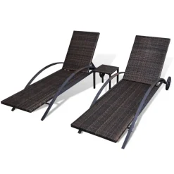 Maison Exclusive Bains De Soleil, Transats Et Hamacs | - Chaises longues avec table résine tressée marron
