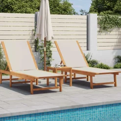 Maison Exclusive - Chaises longues lot de 2 table gris bois d'acacia et textilène Clearance