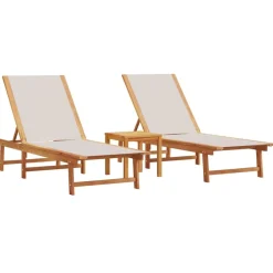 Maison Exclusive - Chaises longues lot de 2 table gris bois d'acacia et textilène Clearance