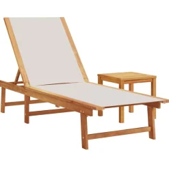 Maison Exclusive - Chaises longues lot de 2 table gris bois d'acacia et textilène Clearance