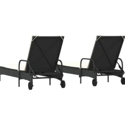 Maison Exclusive Bains De Soleil, Transats Et Hamacs | - Chaises longues avec coussins lot de 2 noir résine tressée