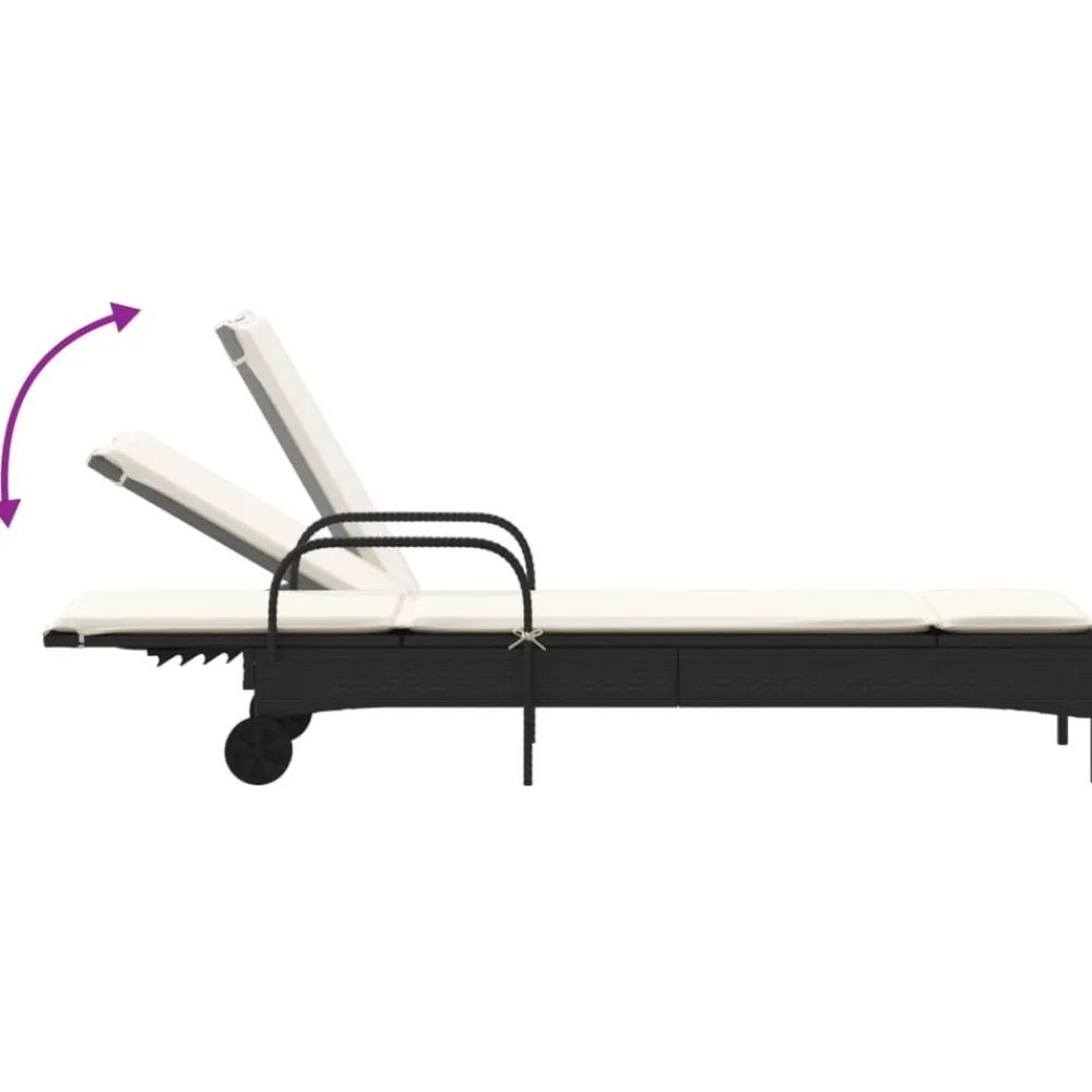 Maison Exclusive Bains De Soleil, Transats Et Hamacs | - Chaises longues avec coussins lot de 2 noir résine tressée