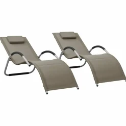Maison Exclusive - Chaises longues textilène lot de 2 taupe et gris Discount
