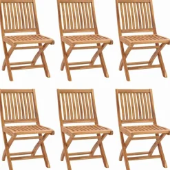 Maison Exclusive Tables Et Chaises De Jardin | - Chaises pliables de jardin avec coussins lot de 6 bois de teck
