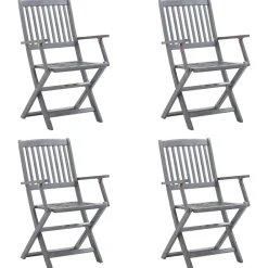Maison Exclusive Tables Et Chaises De Jardin | - Chaises pliables d'extérieur lot de 4 et coussins bois d'acacia