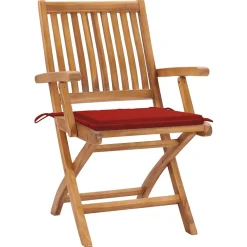 Maison Exclusive Tables Et Chaises De Jardin | - Chaises pliables de jardin avec coussins lot de 4 teck solide