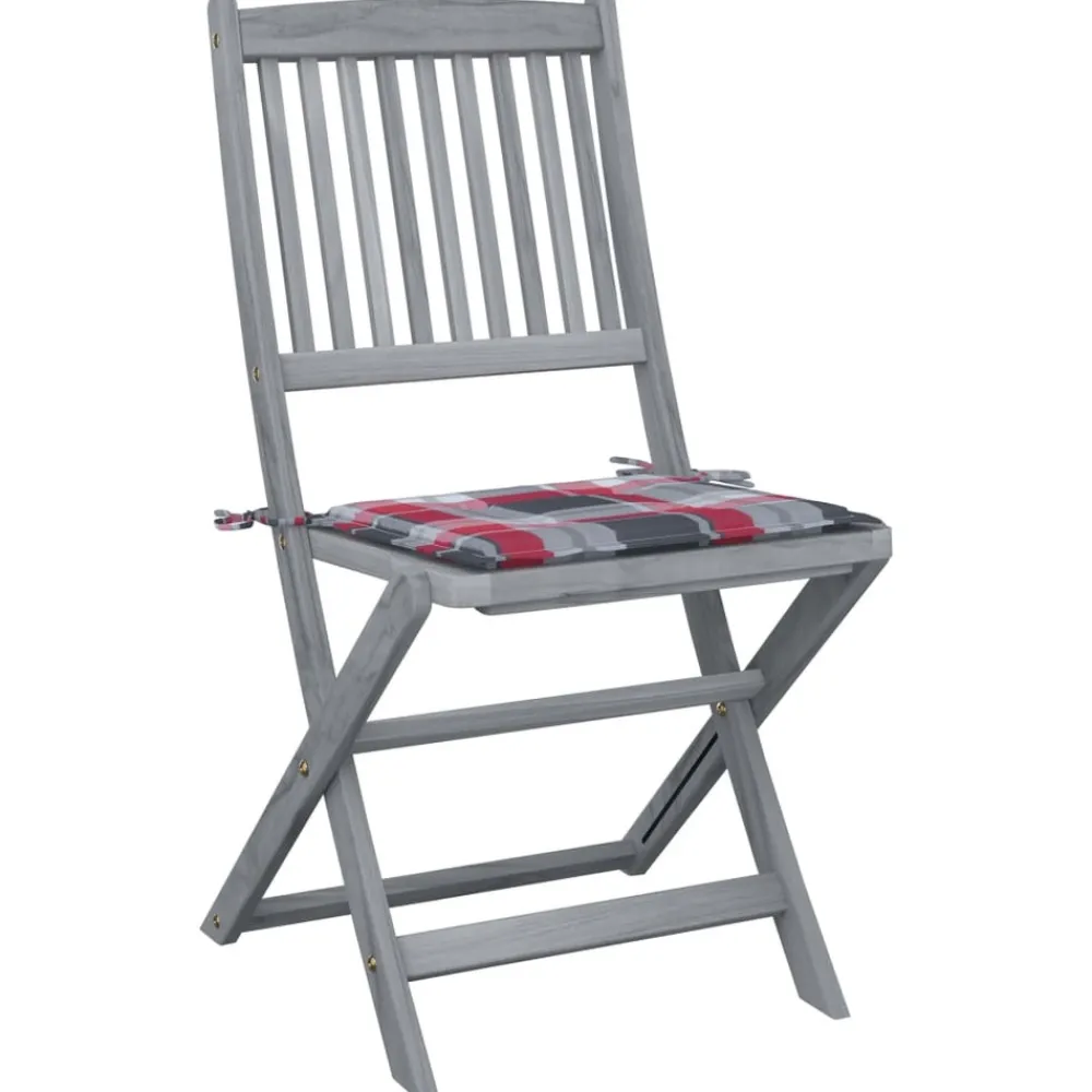 Maison Exclusive Tables Et Chaises De Jardin | - Chaises pliables de jardin avec coussins lot de 8 teck solide
