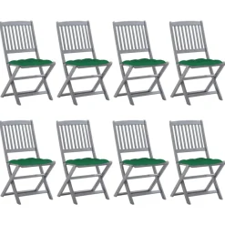 Maison Exclusive Tables Et Chaises De Jardin | - Chaises pliables d'extérieur lot de 8 et coussins bois d'acacia