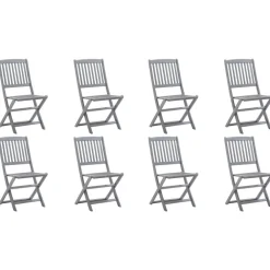 Maison Exclusive Tables Et Chaises De Jardin | - Chaises pliables d'extérieur lot de 8 et coussins bois d'acacia