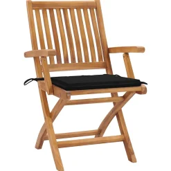 Maison Exclusive Tables Et Chaises De Jardin | - Chaises pliables de jardin avec coussins lot de 8 teck solide