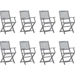 Maison Exclusive Tables Et Chaises De Jardin | - Chaises pliables d'extérieur lot de 8 et coussins bois d'acacia