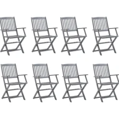Maison Exclusive Tables Et Chaises De Jardin | - Chaises pliables d'extérieur lot de 8 et coussins bois d'acacia