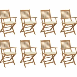 Maison Exclusive Tables Et Chaises De Jardin | - Chaises pliables d'extérieur lot de 2 et coussins bois d'acacia