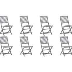Maison Exclusive Tables Et Chaises De Jardin | - Chaises pliables d'extérieur et coussins lot de 8 bois d'acacia