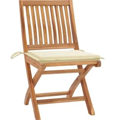 Maison Exclusive Tables Et Chaises De Jardin | - Chaises pliables de jardin avec coussins lot de 4 teck solide