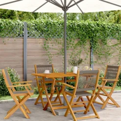 Maison Exclusive Tables Et Chaises De Jardin | - Chaises pliables d'extérieur lot de 8 et coussins bois d'acacia