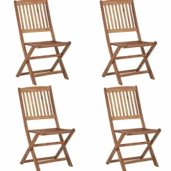 Maison Exclusive Tables Et Chaises De Jardin | - Chaises pliables d'extérieur lot de 4 bois d'acacia solide