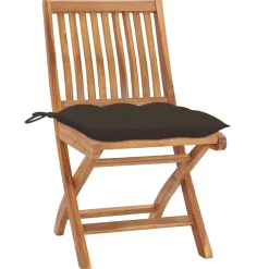 Maison Exclusive Tables Et Chaises De Jardin | - Chaises pliables de jardin avec coussins lot de 8 teck solide