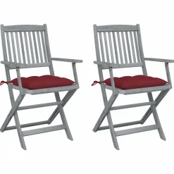 Maison Exclusive Tables Et Chaises De Jardin | - Chaises pliables d'extérieur lot de 2 et coussins bois d'acacia