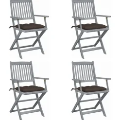 Maison Exclusive Tables Et Chaises De Jardin | - Chaises pliables d'extérieur lot de 8 et coussins bois d'acacia