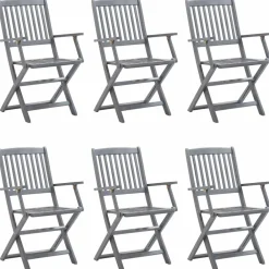Maison Exclusive Tables Et Chaises De Jardin | - Chaises pliables d'extérieur lot de 8 et coussins bois d'acacia