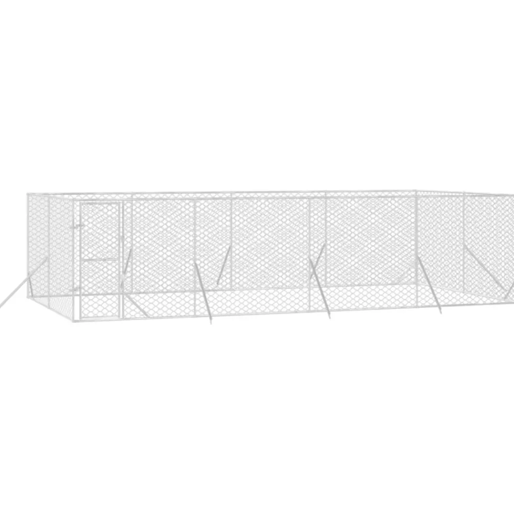Maison Exclusive Niches, Paniers Et Transports | - Chenil d'extérieur pour chiens argenté 8x4x2 m acier galvanisé