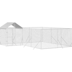 Maison Exclusive Niches, Paniers Et Transports | - Chenil d'extérieur pour chiens avec toit argenté 6x6x2,5 m