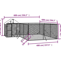Maison Exclusive Niches, Paniers Et Transports | - Chenil d'extérieur pour chiens avec toit argenté 6x6x2,5 m