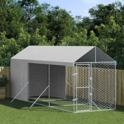 Maison Exclusive Niches, Paniers Et Transports | - Chenil d'extérieur pour chiens avec toit argenté 2x6x2,5 m