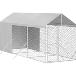 Maison Exclusive Niches, Paniers Et Transports | - Chenil d'extérieur pour chiens avec toit argenté 2x6x2,5 m