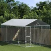 Maison Exclusive Niches, Paniers Et Transports | - Chenil d'extérieur pour chiens avec toit argenté 3x6x2,5 m
