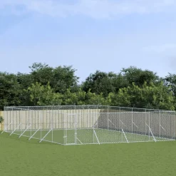 Maison Exclusive Niches, Paniers Et Transports | - Chenil d'extérieur pour chiens argenté 8x12x2 m acier galvanisé