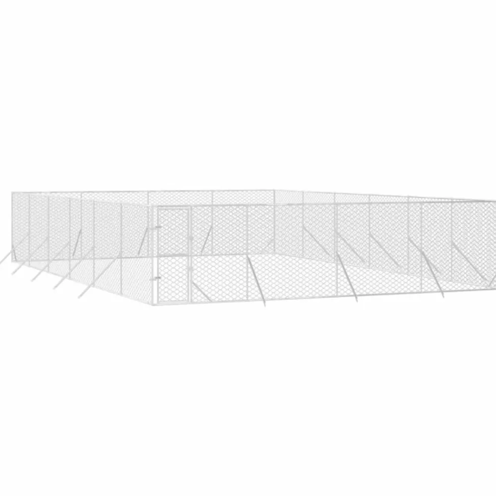 Maison Exclusive Niches, Paniers Et Transports | - Chenil d'extérieur pour chiens argenté 8x12x2 m acier galvanisé