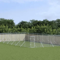 Maison Exclusive Niches, Paniers Et Transports | - Chenil d'extérieur pour chiens argenté 6x14x2 m acier galvanisé