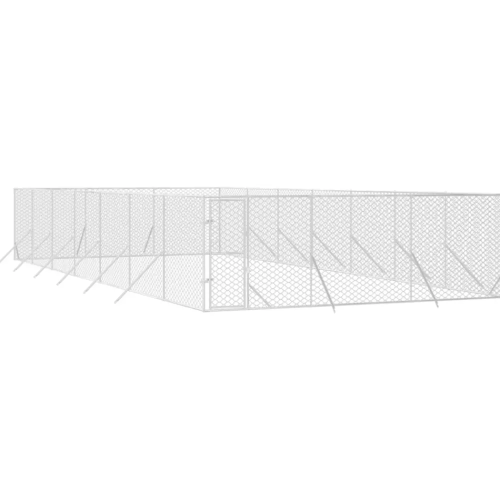 Maison Exclusive Niches, Paniers Et Transports | - Chenil d'extérieur pour chiens argenté 6x14x2 m acier galvanisé