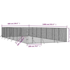 Maison Exclusive Niches, Paniers Et Transports | - Chenil d'extérieur pour chiens argenté 6x14x2 m acier galvanisé