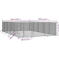 Maison Exclusive - Chenil d'extérieur pour chiens argenté 6x10x2 m acier galvanisé