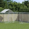 Maison Exclusive Niches, Paniers Et Transports | - Chenil d'extérieur pour chiens avec toit argenté 4x4x2,5 m