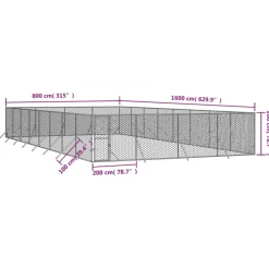Maison Exclusive Niches, Paniers Et Transports | - Chenil d'extérieur pour chiens argenté 8x16x2 m acier galvanisé