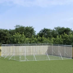 Maison Exclusive Niches, Paniers Et Transports | - Chenil d'extérieur pour chiens argenté 8x8x2 m acier galvanisé