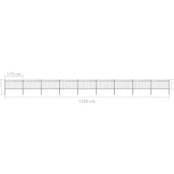 Maison Exclusive - Clôture de jardin avec dessus en forme de lance en acier 1603,5 x 100 cm noir Outlet