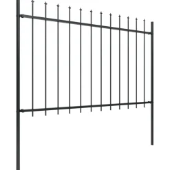Maison Exclusive - Clôture de jardin avec dessus en forme de lance en acier 1781,5 x 120 cm noir Clearance