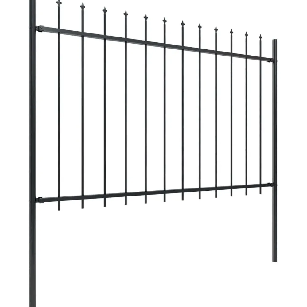 Maison Exclusive - Clôture de jardin avec dessus en forme de lance en acier 1781,5 x 120 cm noir Clearance